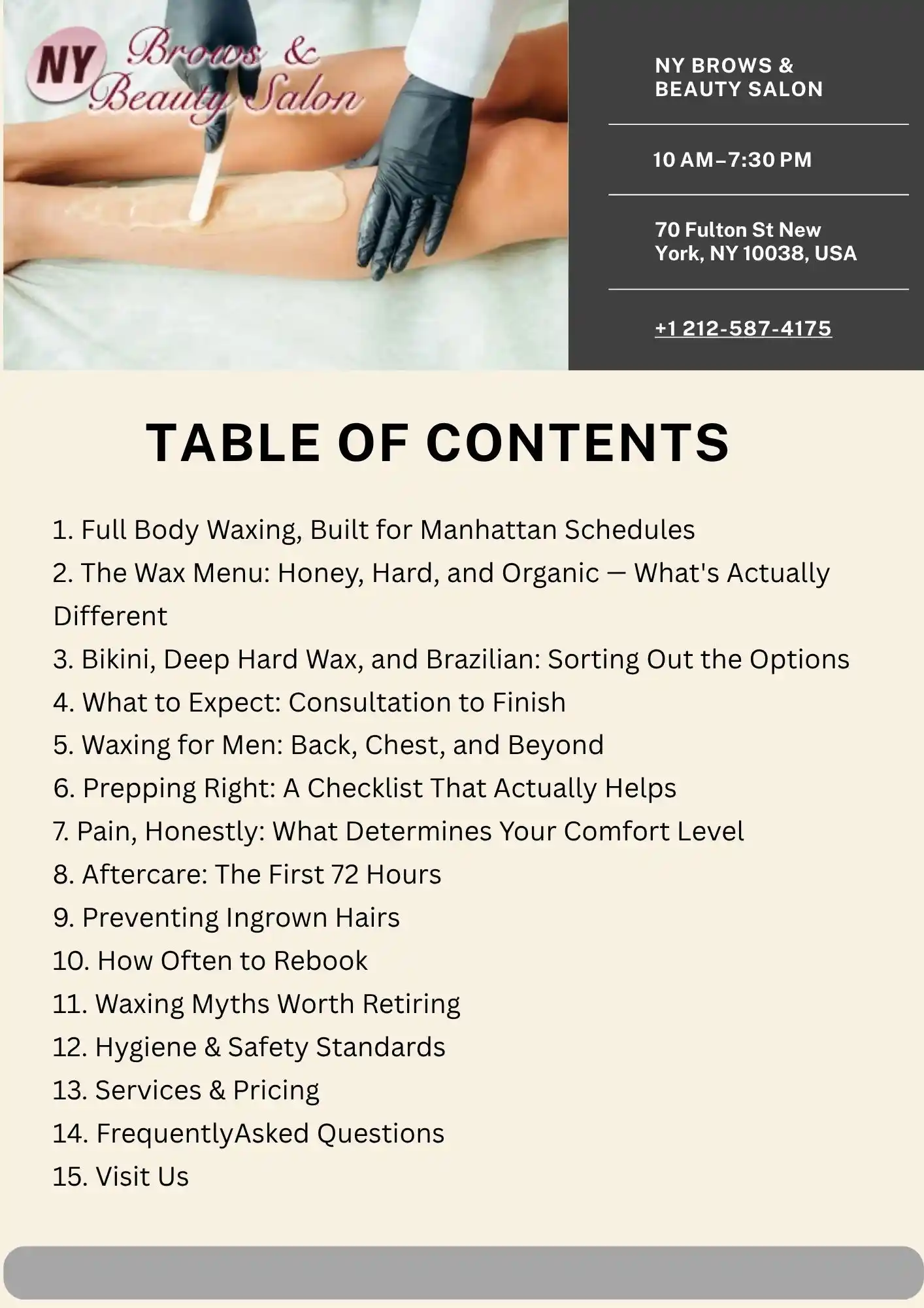 Full Body Waxing Services at NY Brows & Beauty Salon Manhattan