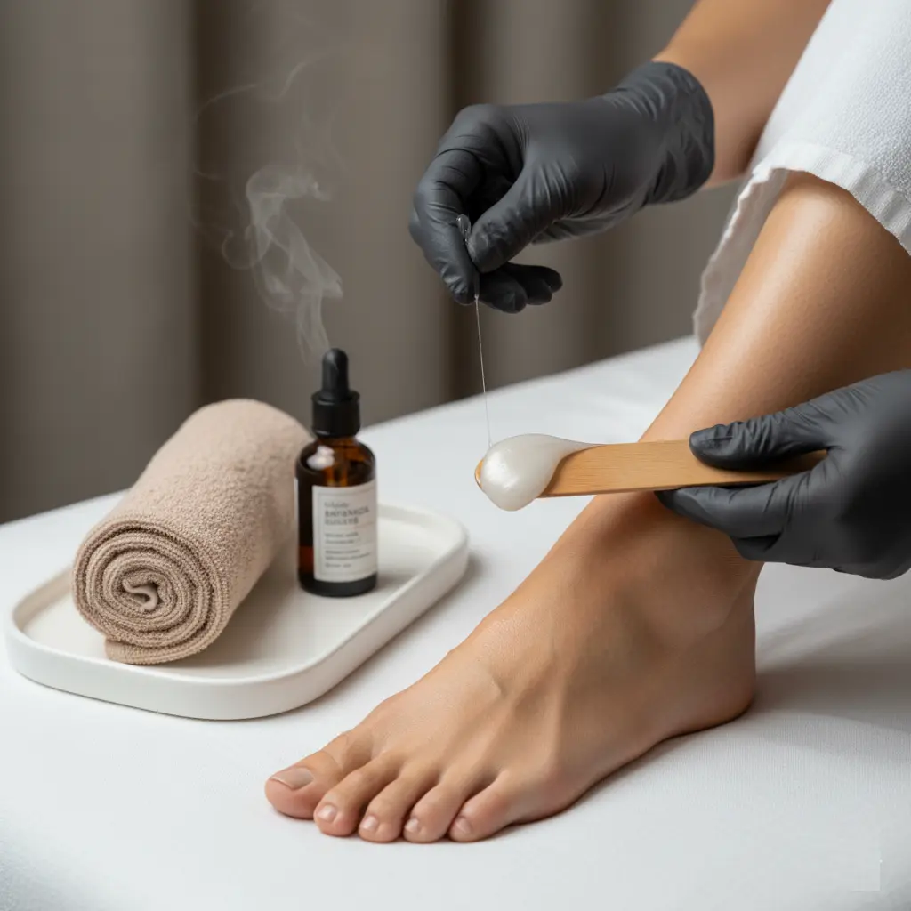 Esthetician performing body waxing