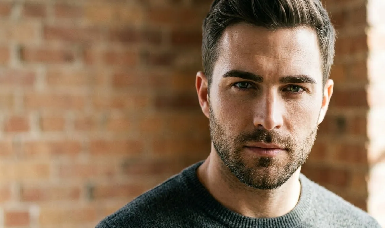 Man with neatly groomed eyebrows after a brow service